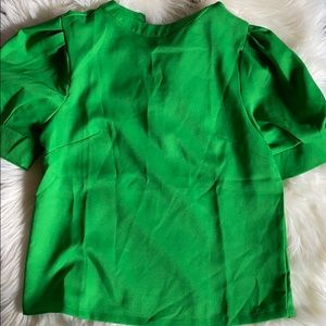 Green Mock Neck Blouse